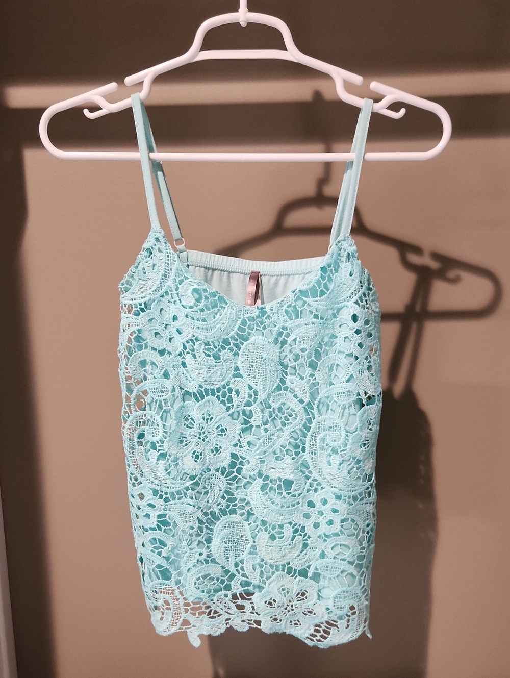 Light Aqua Lace Camisole Top - XS
